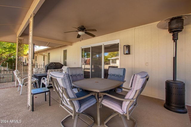 view of patio with ceiling fan