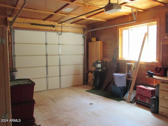 garage with a garage door opener