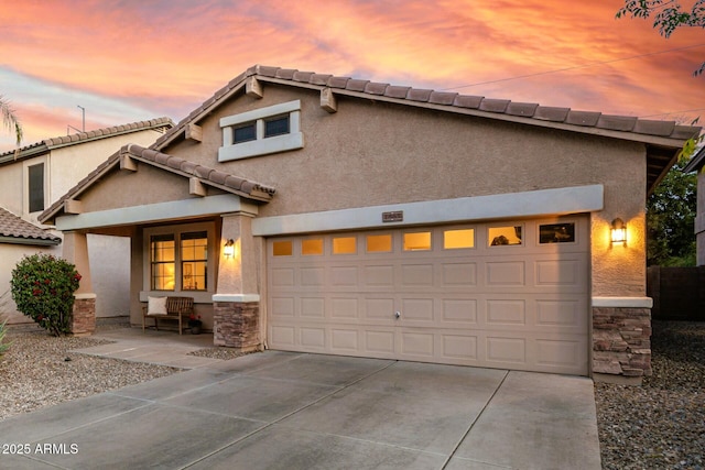 view of front of house with a garage