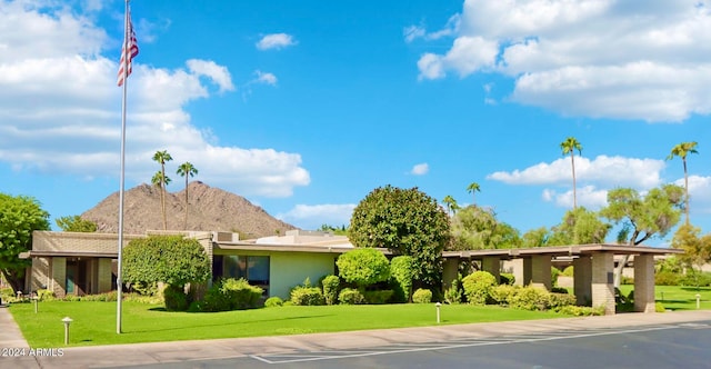 exterior space featuring a mountain view