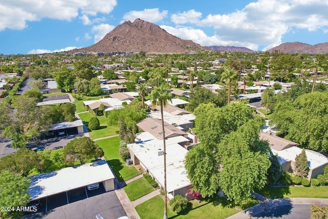 bird's eye view with a mountain view