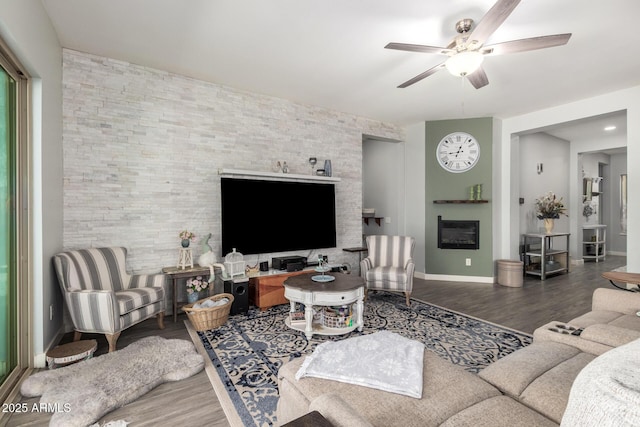 18474 W College Dr, Goodyear, AZ 85395 - living area featuring ceiling fan and wood finished floors