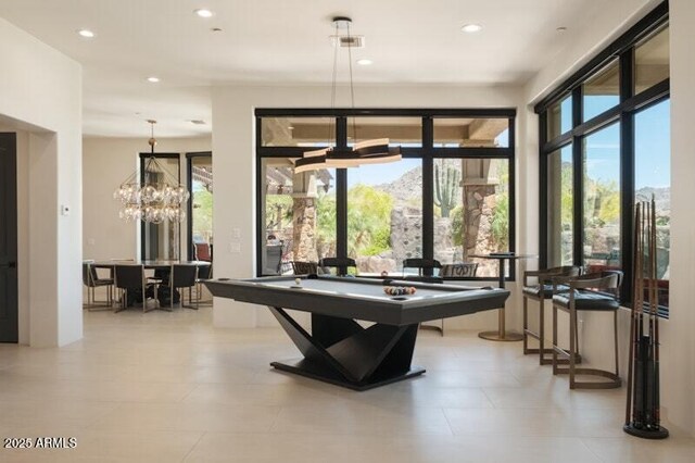 26285 N 89th St, Scottsdale, AZ 85255 - rec room with recessed lighting, a chandelier, and billiards
