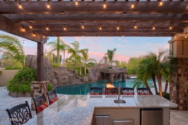 26285 N 89th St, Scottsdale, AZ 85255 - view of patio / terrace with a pergola and an outdoor pool