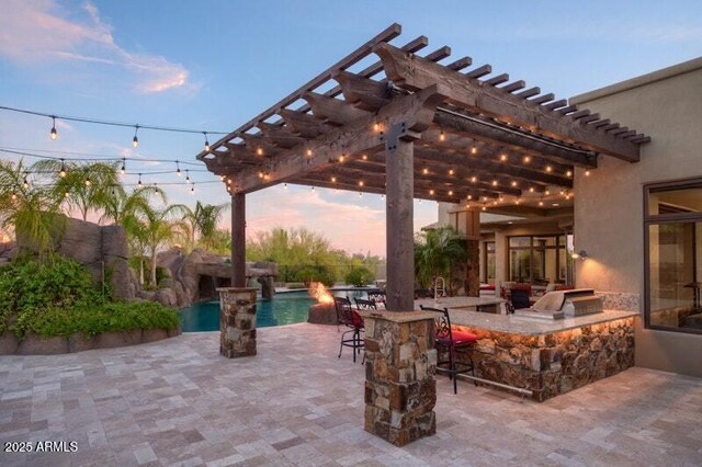 26285 N 89th St, Scottsdale, AZ 85255 - view of patio featuring an outdoor pool and a pergola