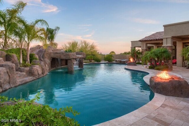 26285 N 89th St, Scottsdale, AZ 85255 - swimming pool with a fire pit and a patio area