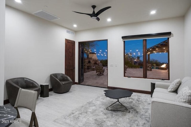26285 N 89th St, Scottsdale, AZ 85255 - carpeted living room with ceiling fan, recessed lighting, and baseboards