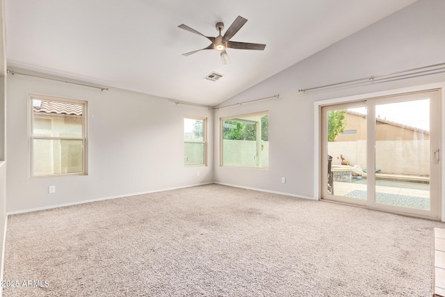 10001 W Potter Dr, Peoria, AZ 85382 - carpeted empty room with vaulted ceiling, ceiling fan, and baseboards