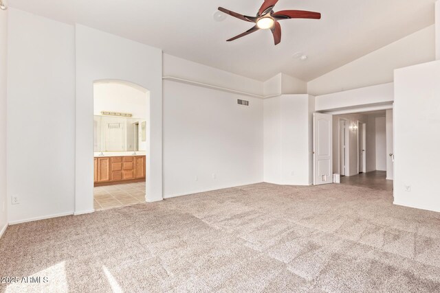 10001 W Potter Dr, Peoria, AZ 85382 - unfurnished room with light colored carpet, a ceiling fan, and vaulted ceiling