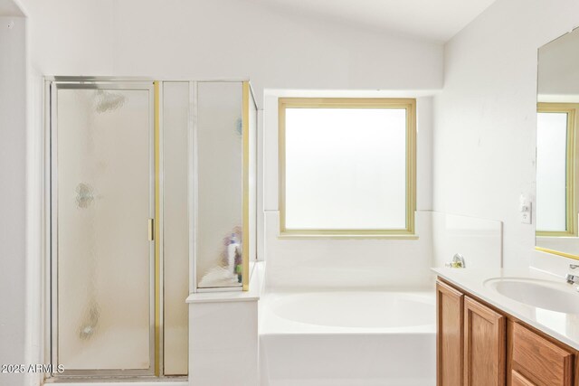10001 W Potter Dr, Peoria, AZ 85382 - full bathroom featuring a stall shower, a garden tub, and vanity