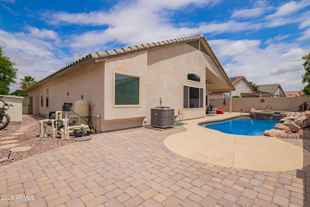 10001 W Potter Dr, Peoria, AZ 85382 - view of pool with a fenced backyard, a patio, central AC, and a pool with connected hot tub