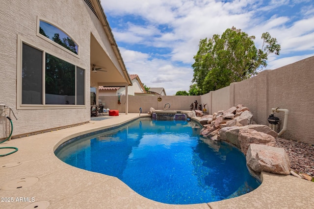 10001 W Potter Dr, Peoria, AZ 85382 - view of pool featuring a fenced backyard, a patio area, and a pool with connected hot tub