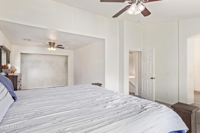 bedroom featuring ceiling fan