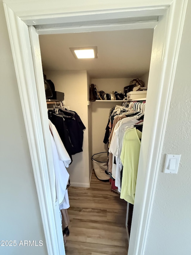 spacious closet featuring wood finished floors