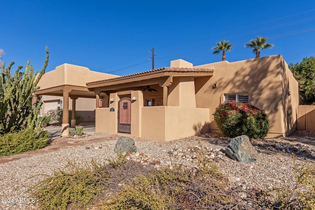 view of adobe home