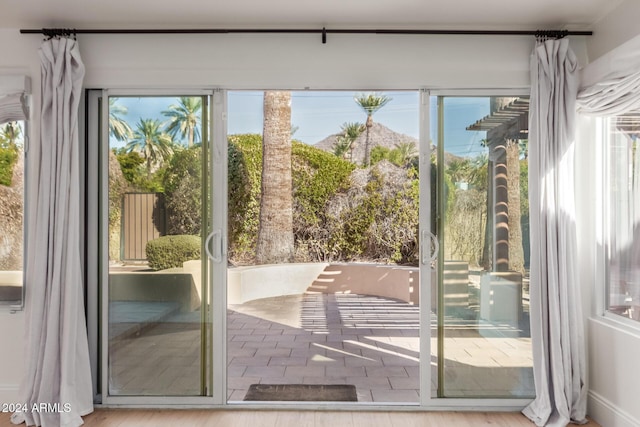 doorway to outside featuring light hardwood / wood-style floors