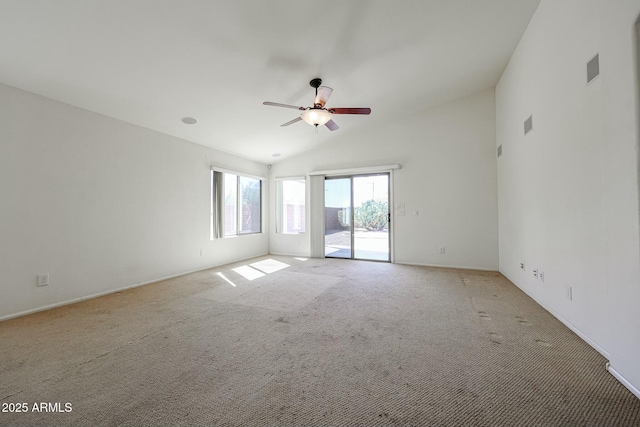 28604 N 21st Ln, Phoenix, AZ 85085 - spare room featuring a ceiling fan, light carpet, and high vaulted ceiling