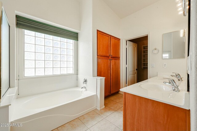 28604 N 21st Ln, Phoenix, AZ 85085 - full bathroom with tile patterned flooring, a sink, double vanity, and a garden tub