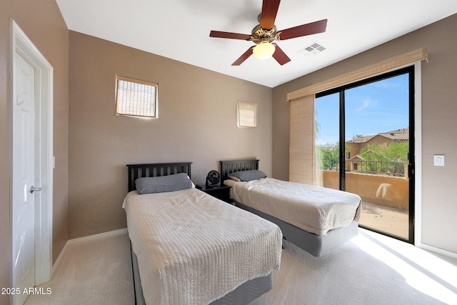 16600 N Thompson Peak Pkwy Unit 2006, Scottsdale, AZ 85260 - bedroom with carpet, access to outside, baseboards, and a ceiling fan