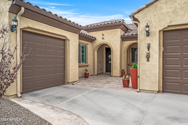 exterior space featuring a garage