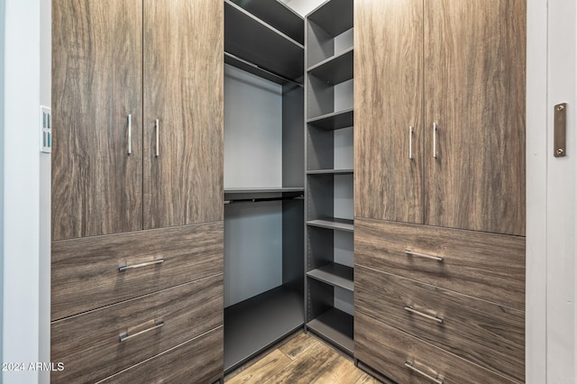 spacious closet with light hardwood / wood-style floors