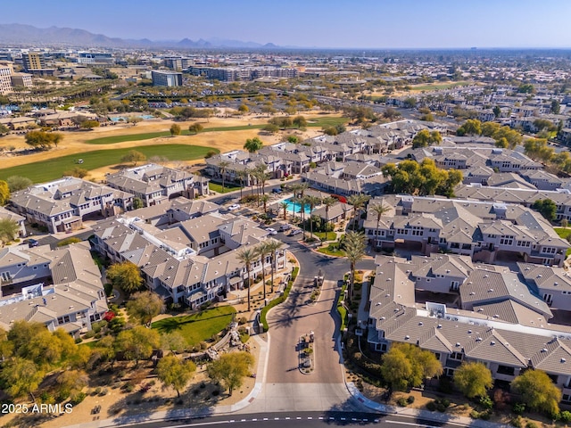 bird's eye view with a mountain view