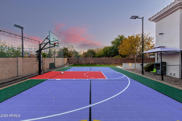 view of sport court featuring a gazebo