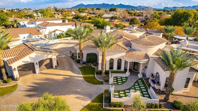 bird's eye view with a mountain view