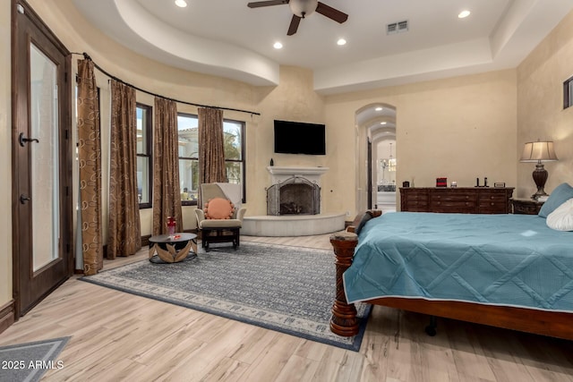 bedroom with light wood-type flooring