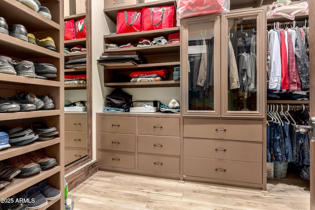 walk in closet featuring light hardwood / wood-style floors