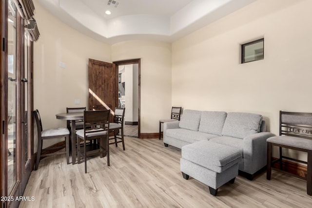 living room with light wood-type flooring