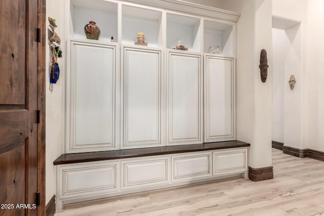 mudroom featuring light hardwood / wood-style flooring