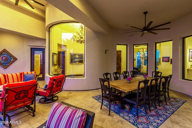 dining area with ceiling fan