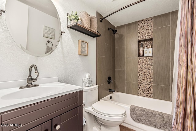 7777 E Main St Unit 143, Scottsdale, AZ 85251 - full bathroom with shower / tub combo, a textured wall, toilet, and vanity