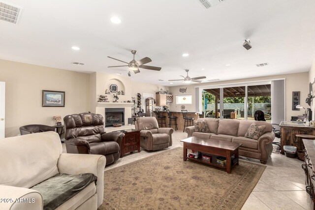 2075 W Silverlode Dr, Wickenburg, AZ 85390 - living area featuring recessed lighting, a ceiling fan, and light tile patterned floors
