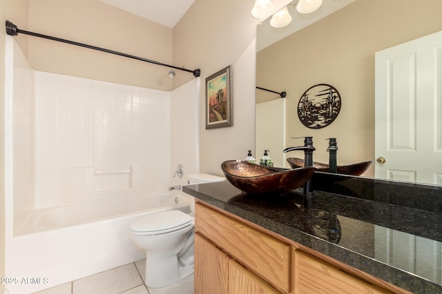 2075 W Silverlode Dr, Wickenburg, AZ 85390 - bathroom featuring tile patterned floors, toilet, vanity, and shower / bathtub combination