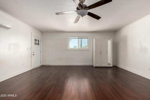 1747 W Devon, Mesa, AZ 85201 - spare room featuring dark wood-style flooring, ceiling fan, an AC wall unit, and crown molding