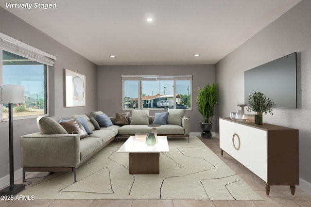 1747 W Devon, Mesa, AZ 85201 - living area featuring recessed lighting and light tile patterned floors