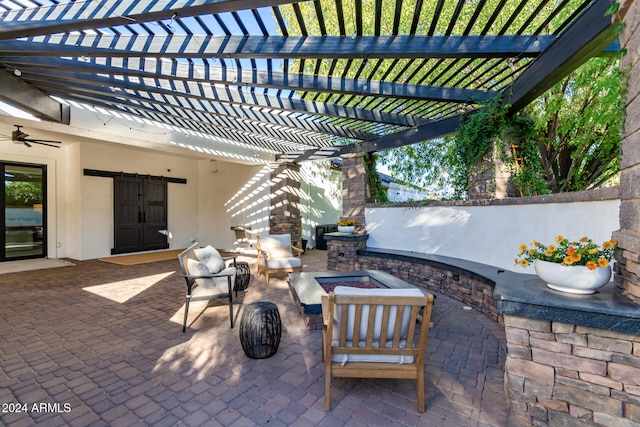 view of patio with a pergola and an outdoor living space