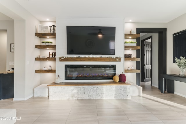 view of tiled living room