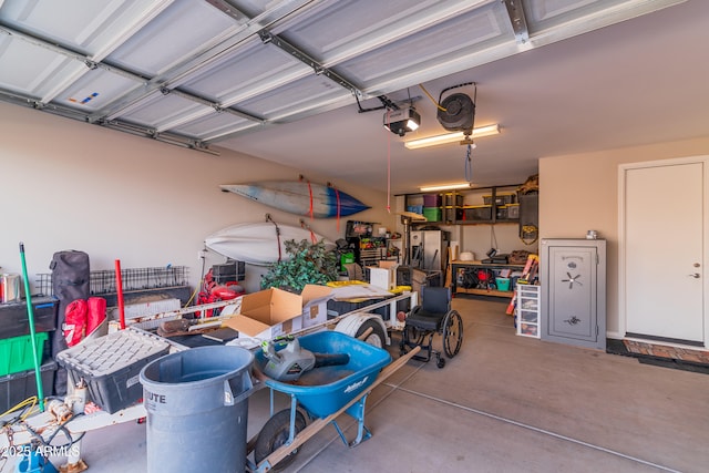 garage with a garage door opener