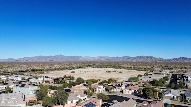 drone / aerial view featuring a mountain view