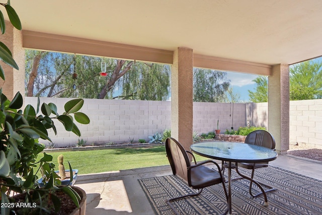 11861 E Becker Ln, Scottsdale, AZ 85259 - fenced backyard featuring a patio area and outdoor dining area