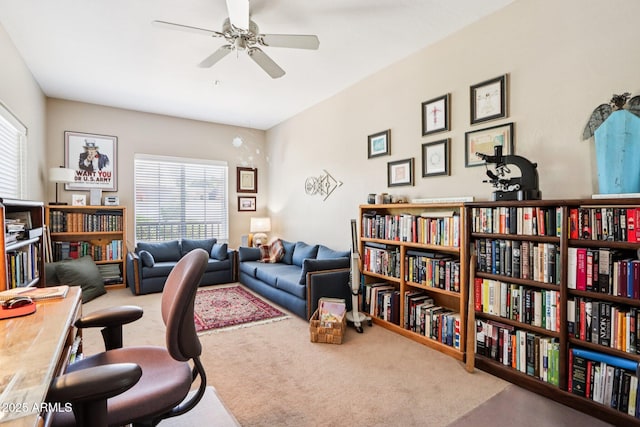11861 E Becker Ln, Scottsdale, AZ 85259 - home office featuring carpet floors and ceiling fan