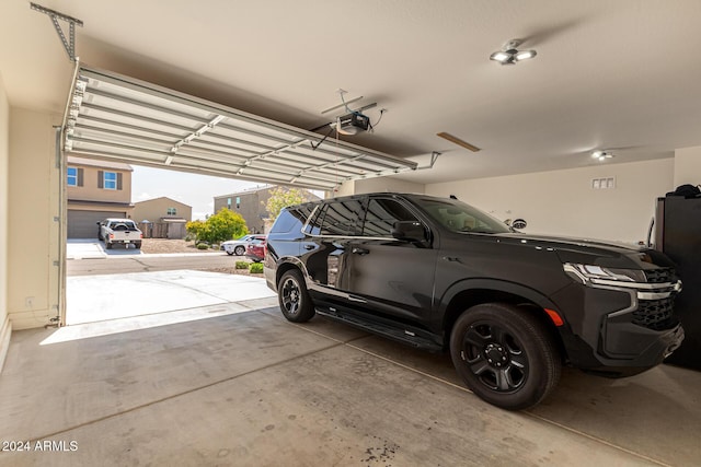 garage with a garage door opener