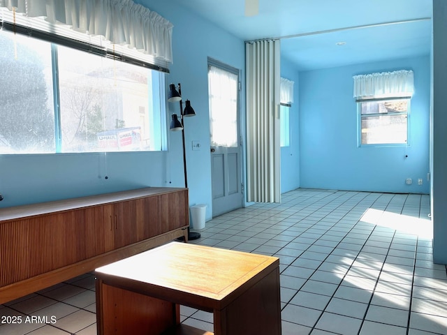 unfurnished living room with a wealth of natural light and light tile patterned floors