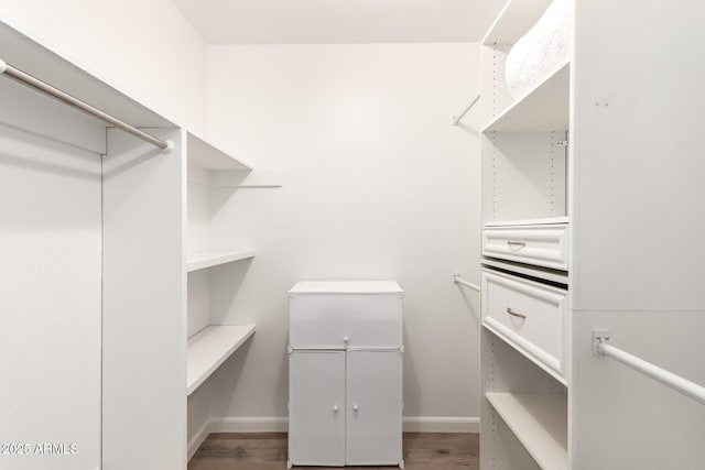 spacious closet featuring hardwood / wood-style floors