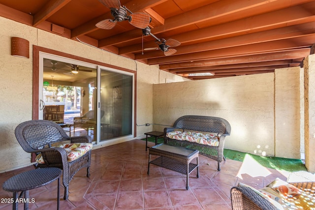 view of patio / terrace with ceiling fan and outdoor lounge area