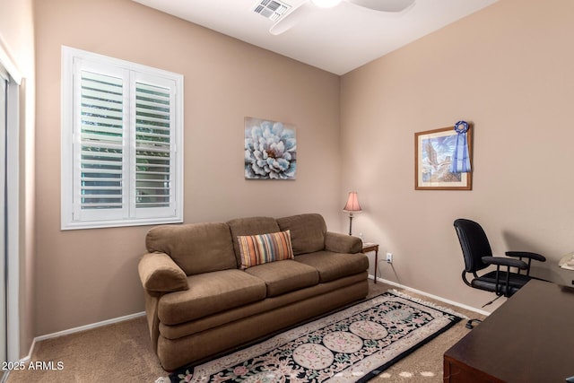 living room featuring carpet flooring