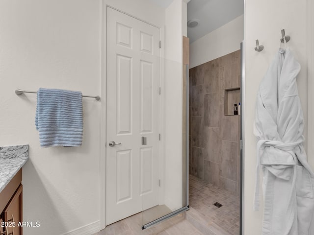 2882 W Presidio Dr, Flagstaff, AZ 86001 - full bathroom featuring a stall shower and vanity